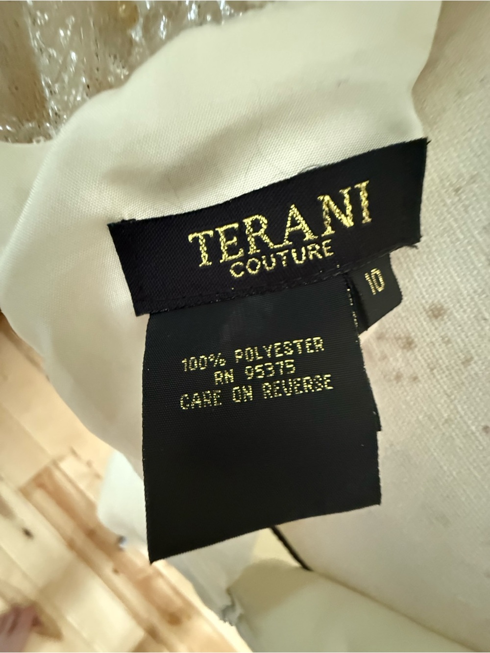 Terani Couture Beaded Champagne and Ivory Midi Dress - Picture 12 of 13